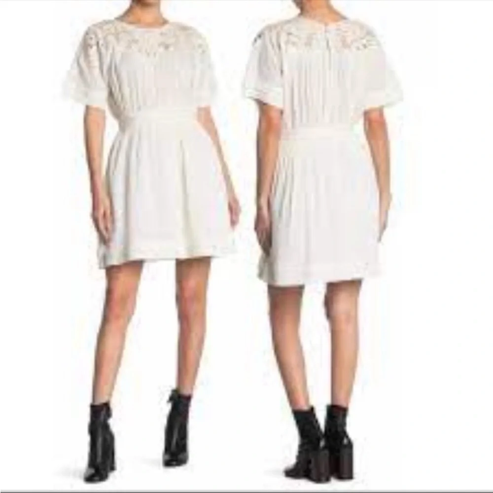 NWT $228 ALLSAINTS | Lisa white cotton eyelet lace bride tie mini dress size XS